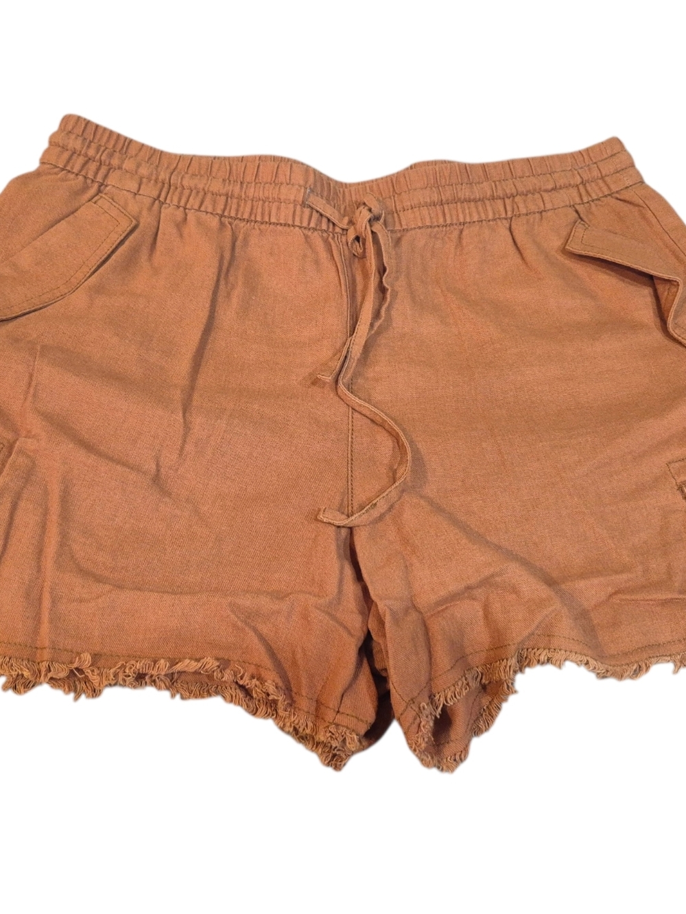 ANA Women's Rust Elastic-Waist Frayed Hem Shorts Size Medium